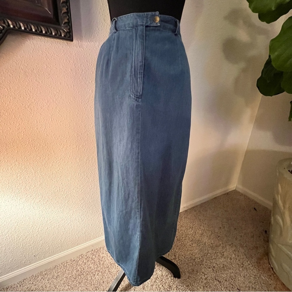 Charter Club Women’s Lightweight 100% Cotton Denim Maxi Skirt in Back Size 8